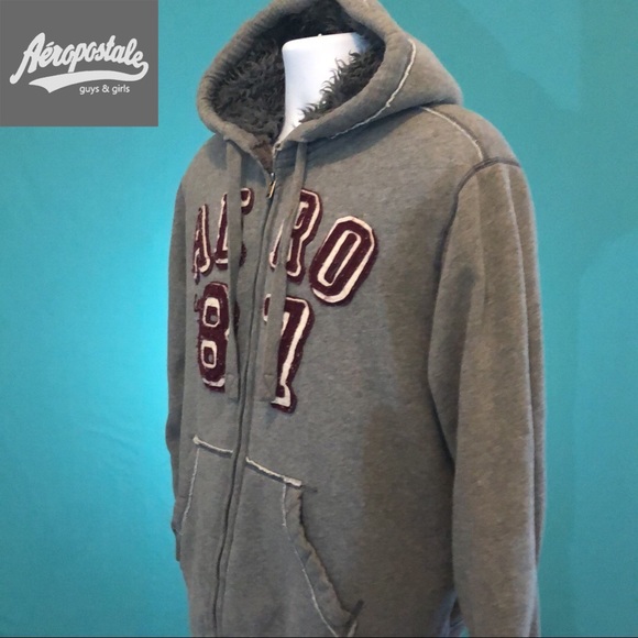 Aeropostale Hooded Sweatshirt Fleece Line Full Zip